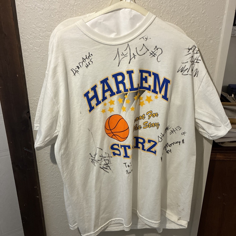 Harlem Globetrotters shot for the stars tee shirt signed size large 6 Signatures